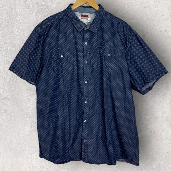 Projek Raw Short Sleeve Shirt Mens Size XXL Blue Printed Button Down Pockets Top - Picture 1 of 10